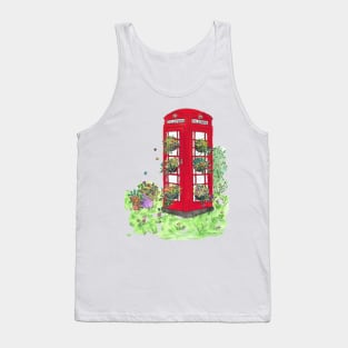 Red Telephone Box with Flowers Tank Top